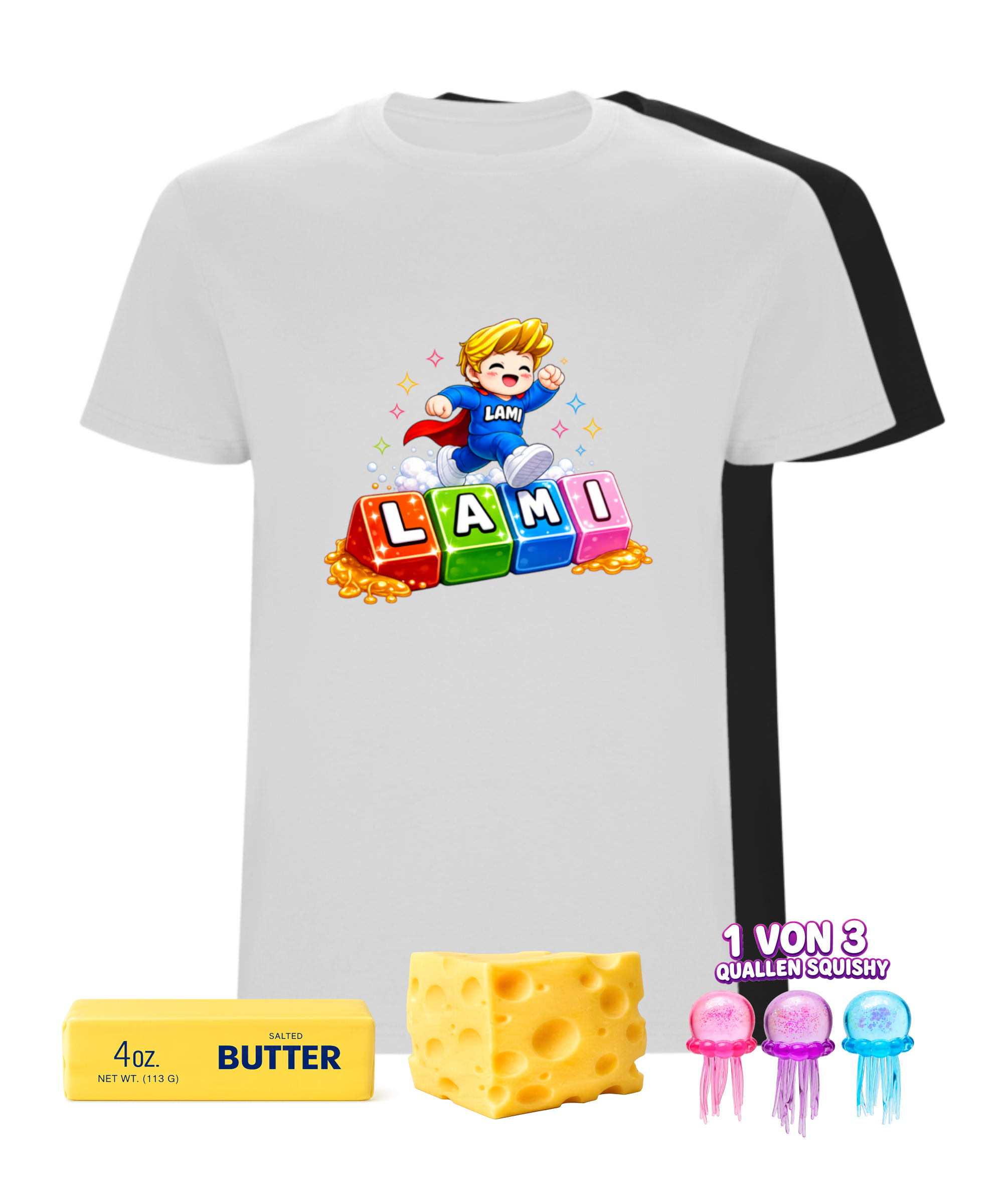 LAMI - ASMR SQUISHY Bundle - T-Shirt + 3 Squishys + Autogrammkarte + Sticker