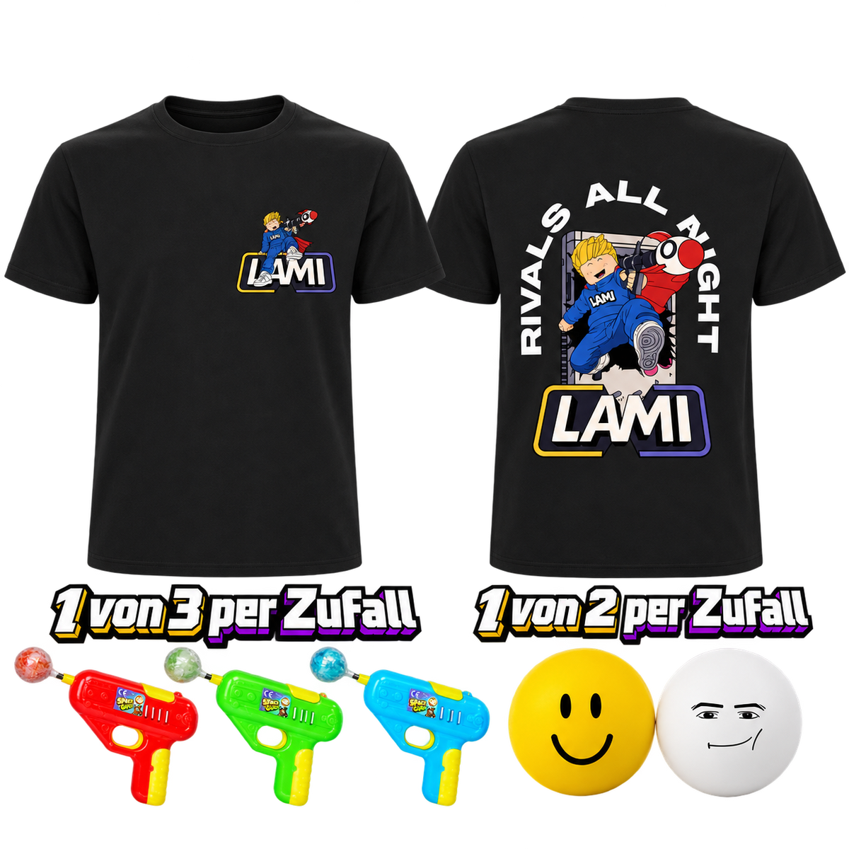 LAMI – RIVALS 2.0 Bundle - T-Shirt + Squishys + Space Gun + Autogrammkarte + Sticker