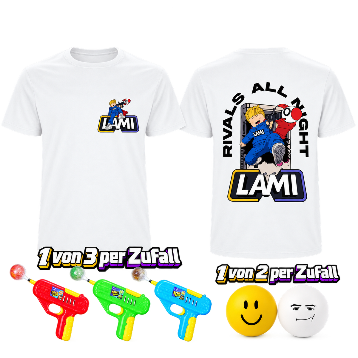LAMI – RIVALS 2.0 Bundle - T-Shirt + Squishys + Space Gun + Autogrammkarte + Sticker