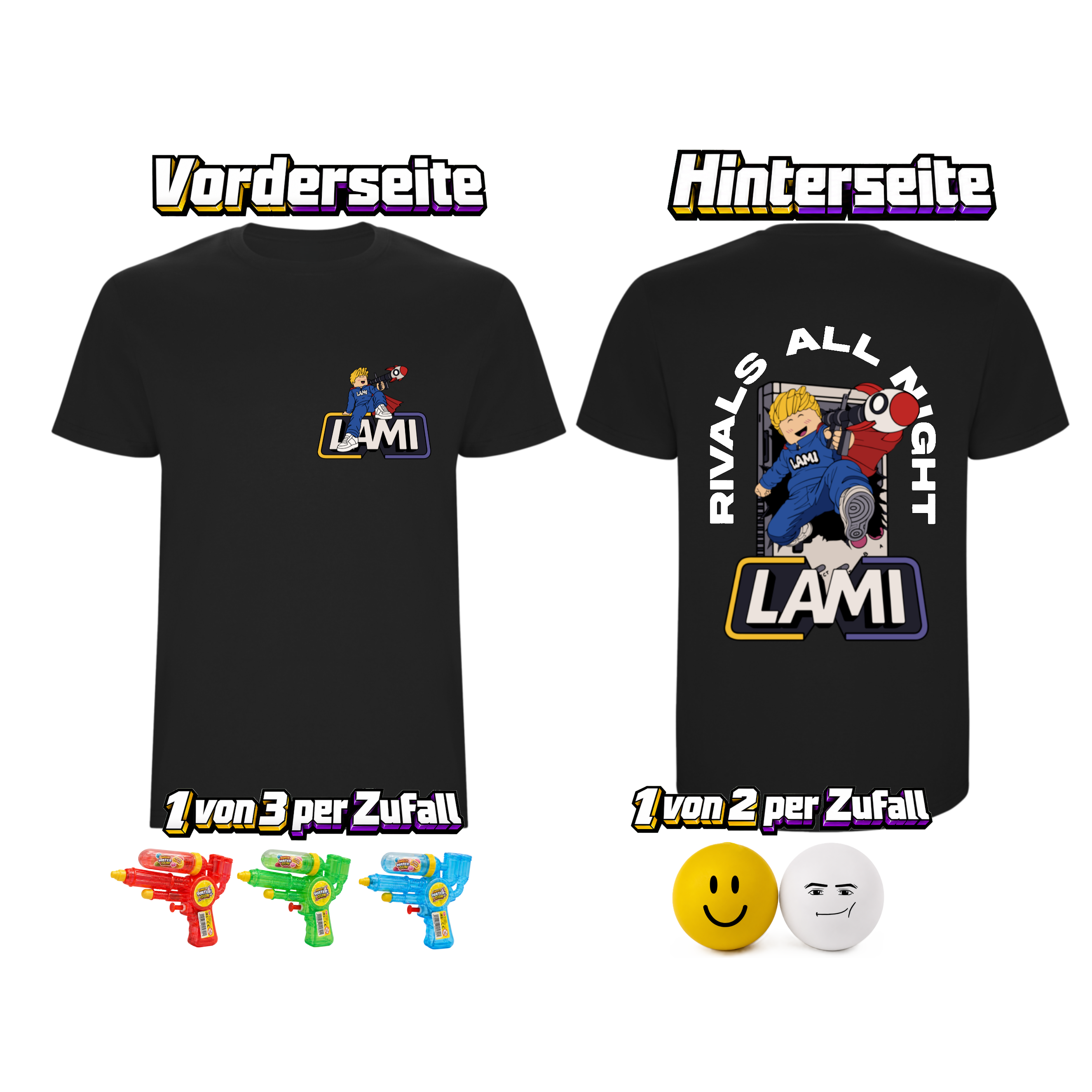 LAMI - RIVALS Bundle - T-Shirt + Squishys + Wasserpistole + Autogrammkarte + Sticker