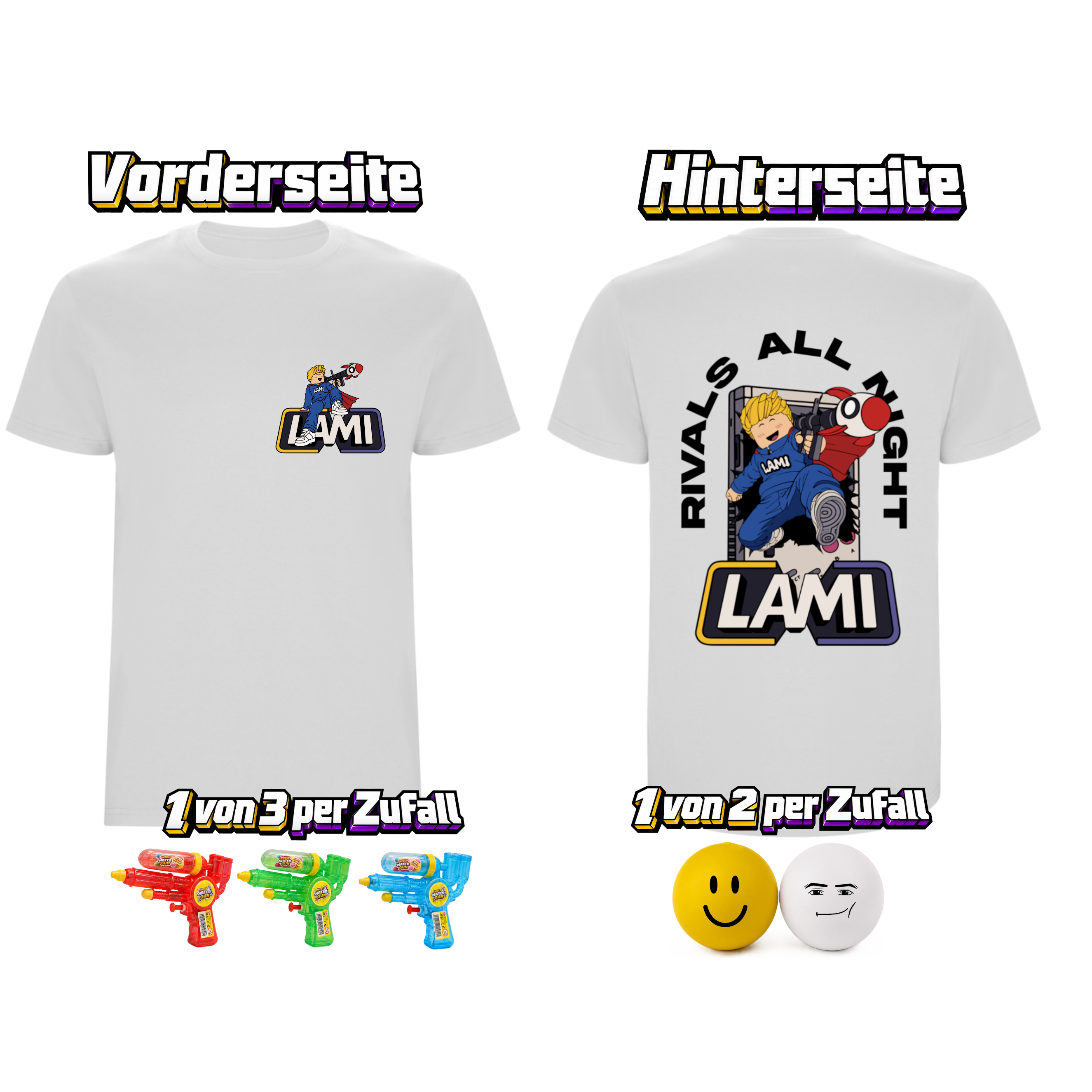 LAMI - RIVALS Bundle - T-Shirt + Squishys + Wasserpistole + Autogrammkarte + Sticker