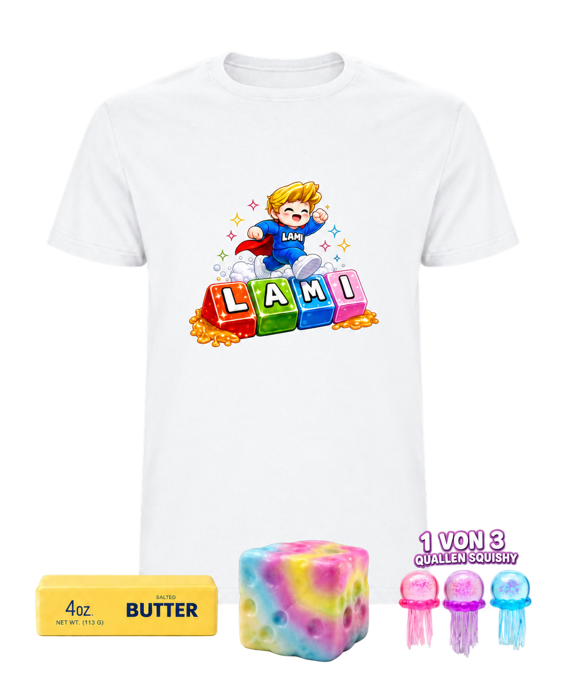 LAMI ASMR SQUISHY 2.0 Bundle – Weiß – mit einem Rainbow-Käse